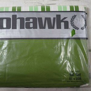 Vintage Mohawk Luxury Muslin Green Stripe Full Flat Sheet SEALED